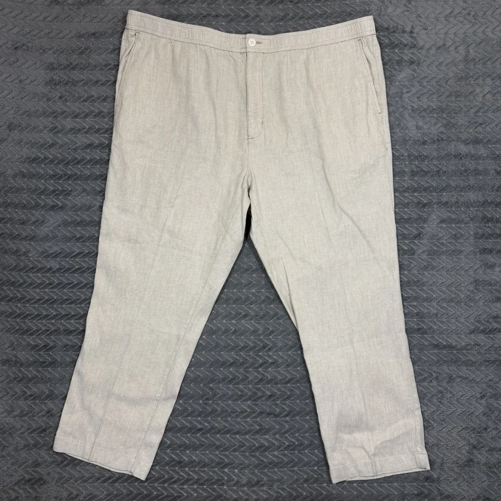 Tommy Bahama Mens Beach Coast Linen Pull-On Pants Stone Khaki Big-2XL Boho